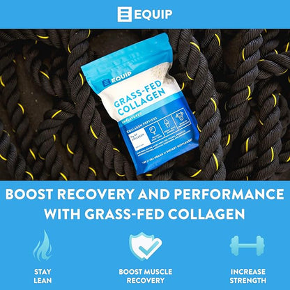 Equip Foods Grass Fed Collagen Powder | Hydrolyzed Bovine Collagen Peptides with Amino Acids | Prime Beef Collagen for Healthy Joints, Skin & Nails | Non-GMO, Paleo Friendly | 30 Servings, Unflavored