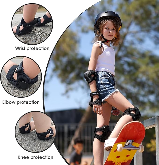 BOSONER Kids/Youth Knee Pad Elbow Pads Guards Protective Gear Set for Roller Skates Cycling BMX Bike Skateboard Inline Skatings Scooter Riding Sports