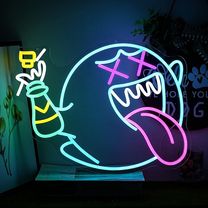 Ghost Neon Sign for Wall Decor Ghost Face Neon Light Gaming Led Neon Signs Colorful LED Neon Lights for Gaming Zone Man Cave Bedroom Decoration
