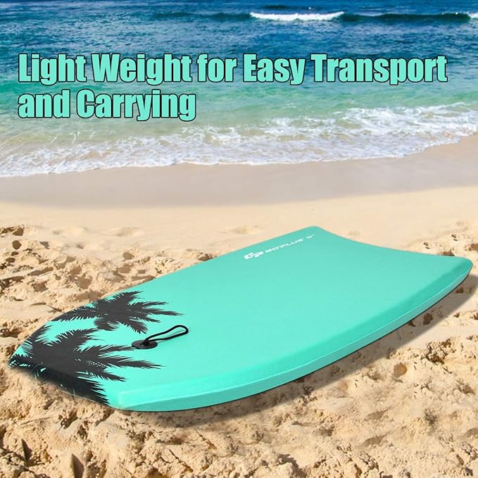 Goplus 41''/37''/33'' Lightweight Body Board for Beach, Surf Board with EPS Core, XPE Deck, HDPE Slick Bottom, Wrist Leash, Bodyboard for Kids Adults Surfing