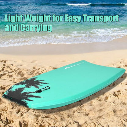 Goplus 41''/37''/33'' Lightweight Body Board for Beach, Surf Board with EPS Core, XPE Deck, HDPE Slick Bottom, Wrist Leash, Bodyboard for Kids Adults Surfing