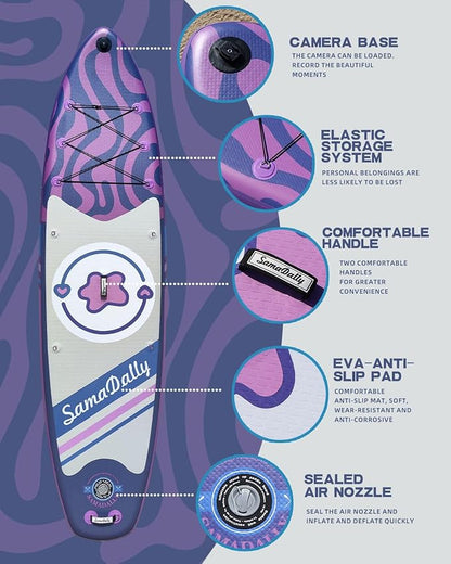 11'Stand Up Paddle Boards Surf Control with Premium SUP Board Accessories Backpack & Removable Fins, 34" Wide Inflatable Paddle Boards of All Skill Levels