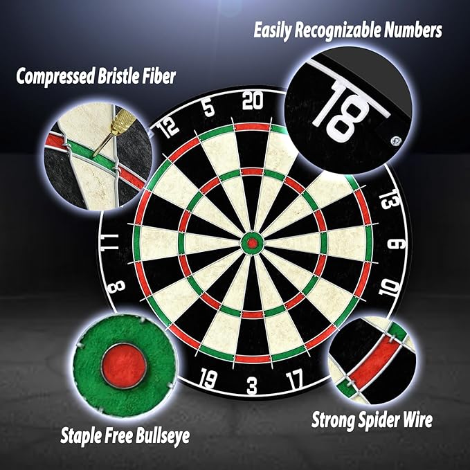 EVA Dartboard Surround Wall Protector, Sisal/Bristle Dartboard and 18g Steel Tip Darts Set Optional