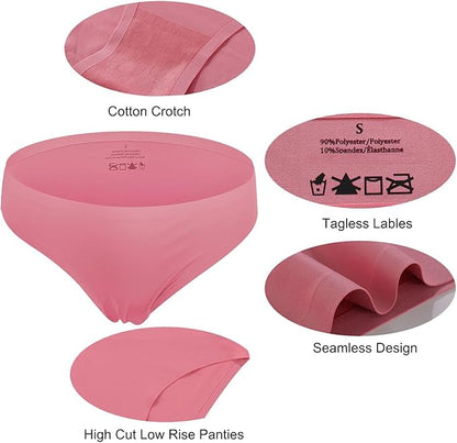 FINETOO 6 Pack Women’s Seamless Hipster Underwear No Show Panties Invisibles Briefs Soft Stretch Bikini Underwears XS-XL