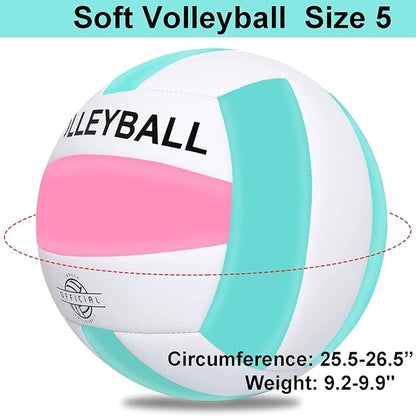EVZOM Super Soft Volleyball Beach Volleyball Official Size 5 for Outdoor/Indoor/Pool/Gym/Training Premium Volleyballs Equipment Durability Stability Sports Ball