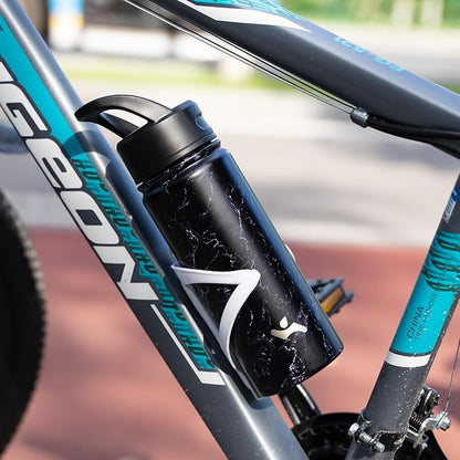 18 oz Insulated Water Bottle Stainless Steel Sport Bottles with 3 Lids,Marble Midnight