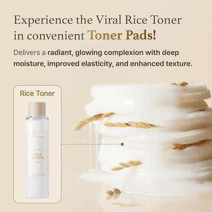 I'm from Rice Toner Pads 140ml, 60 Sheets, Triple-Layered Pads, Rice Extract from Korea, for Dry and Rough Skin