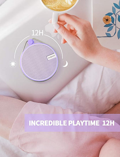 INSMY C12 IPX7 Waterproof Shower Bluetooth Speaker, Portable Small Speaker, Speakers Bluetooth Wireless Loud Clear Sound Support TF Card Suction Cup for Kayak Canoe Beach Gift (Purple)