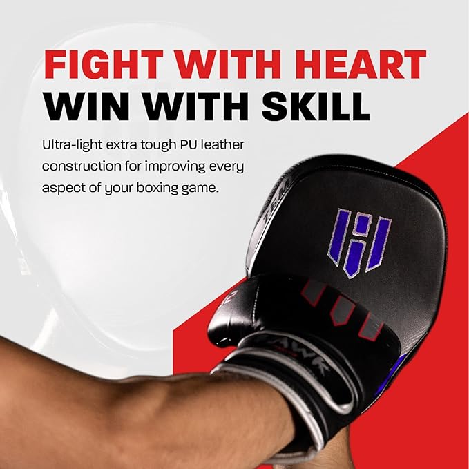 Hawk Sports Punching Mitts for Men, Women, & Kids, Leather Focus Mitts for Martial Arts & Boxing Training, Curved Punch Mitts for Karate, Kickboxing, Krav MAGA, Muay Thai & Taekwondo