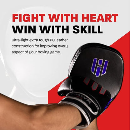 Hawk Sports Punching Mitts for Men, Women, & Kids, Leather Focus Mitts for Martial Arts & Boxing Training, Curved Punch Mitts for Karate, Kickboxing, Krav MAGA, Muay Thai & Taekwondo