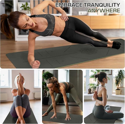 Yoga Mat Non Slip, Anti-Tear 3/16 Thick TPE Yoga Mats for Women and Men, 72"x24" Exercise & Fitness Mat with Carrying Strap, Workout Mats for Yoga, Pilates and Floor Exercise