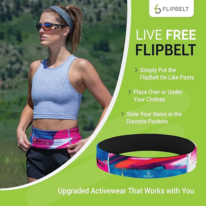 FlipBelt Zipper Running Belt, Waist Pack for Fitness and Running, US Company