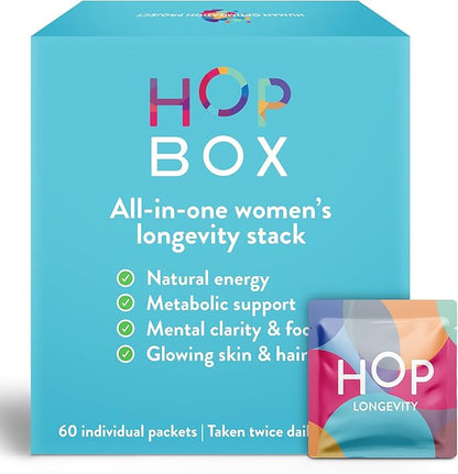 HOP Box, Human Optimization Project, Twice Daily Longevity Stack - Combat Aging at a Cellular Level, Help to Improve Energy, Sleep, Weight Management and Skin Health (30 Day Supply)