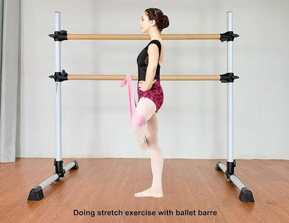4 Ft Portable Wood Ballet Barre Ballet Bar Dance Barre Freestanding with Carry Bag