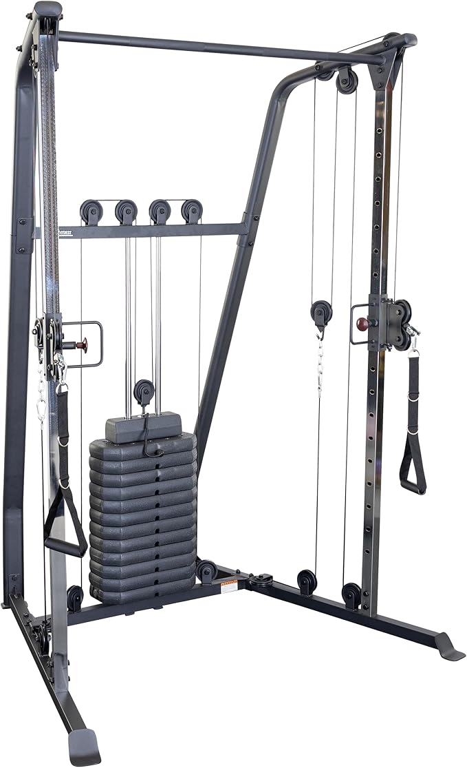 Body-Solid Best Fitness Functional Trainer Cable Machine, Full Body Workout Weight Stacks, Chest and Shoulder Exercise Home Gym LAT Pulldown Machines with 190lb Weights Stack, Midnight Black