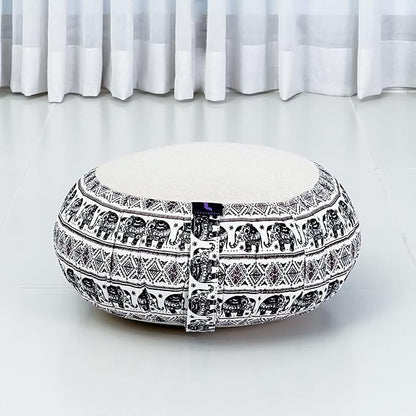 Leewadee Meditation Cushion Set – 1 Round Zafu Meditation Pillow and 1 Square Roll-Up Zabuton Meditation Mat, Pillows Bundle Filled with Kapok