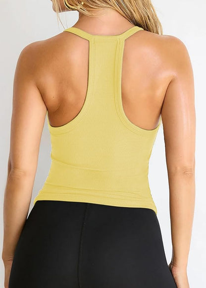 iGENJUN Workout Tops for Women Racerback Basic Tank Summer 2025 Camisole V Neck Slim Fit Ribbed Sleeveless