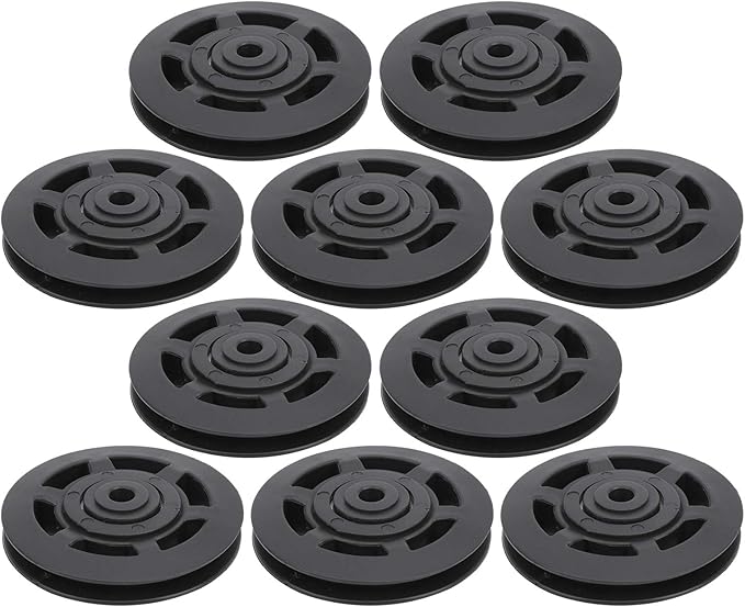 10 Pcs 95mm Universal Nylon Bearing Pulley Wheel Replacement Black for Gym Fitness Equipment Combination Fitness Products
