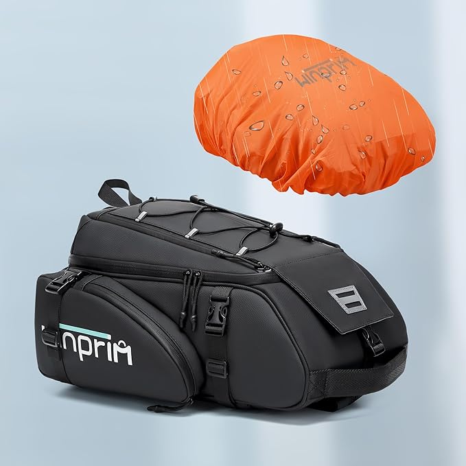 19L Reflective Bike Rack Bag Large Capacity Waterproof Rear Bag with Rain Cover E-Bike Bicycle Accessories Basket Storage Crossbody Saddle Shoulder Rear Seat Luggage Pouch Bag Accesorios Bicicletas