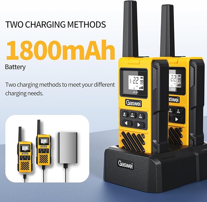 G1pro IP67 Waterproof Floating Walkie Talkies Long Range for Adults,Heavy Duty Two Way Radio with Double Watch,FM Radio,VOX,USB-C,SOS & NOAA Weather Alerts,Rechargeable Lithium Battery(4 Pack)