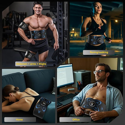 FDA Cleared - Heated EMS Abs Stimulator Abdominal , Ab Stimulator Muscle Toner with Heat for Belly Fat loss, ab belt muscle stimullator for Stomach Smooth & Firming, Fitness Workout for Home/Gym Use