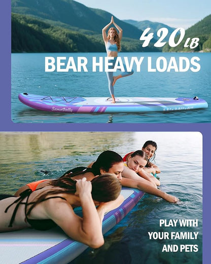 11'Stand Up Paddle Boards Surf Control with Premium SUP Board Accessories Backpack & Removable Fins, 34" Wide Inflatable Paddle Boards of All Skill Levels