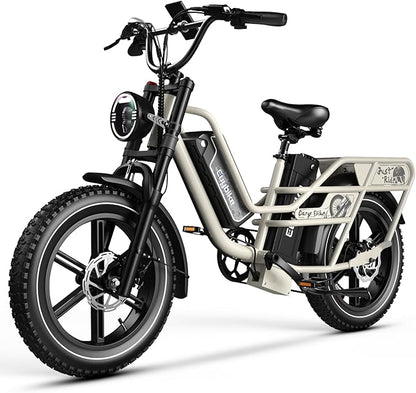 Dual Battery Electric Bike for Adults, 160 Miles Long Range Cargo Ebike with 48V 60AH Removable 2880WH Battery, 1450W Peak Motor 34MPH Electric Bicycle, 20" x 4" Fat Tire Hydraulic Brakes E Bike