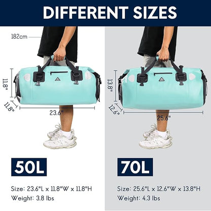 Haimont Waterproof Duffel Bag Roll-top Dry Duffel Bag with Quick-fixed Straps for Motorcycling, Rafting, Boating, SUP, Kayaking, Travel, 50L/70L