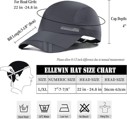 ELLEWIN Baseball Cap Running Hat Golf Hats Men Pickleball Quick Dry Caps Hat for Men and Women Sun Protection