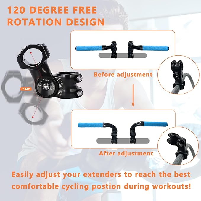 Handlebar Extender for Peloton Indoor Exercise Bikes, 1 Pair of Ultimate Handlebar Extension of Peloton Accessories (Bull-horn (with Blue Tapes))
