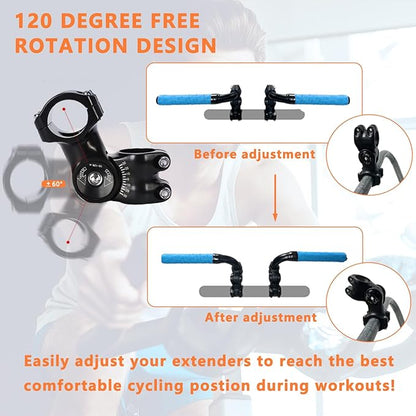 Handlebar Extender for Peloton Indoor Exercise Bikes, 1 Pair of Ultimate Handlebar Extension of Peloton Accessories (Bull-horn (with Blue Tapes))