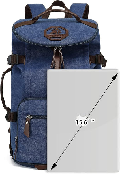 Kalesi Gym Duffle Bag Backpack 4-Way Vintage canvas with Shoes Compartment for travel Sport Hiking laptop (Vintage blue)
