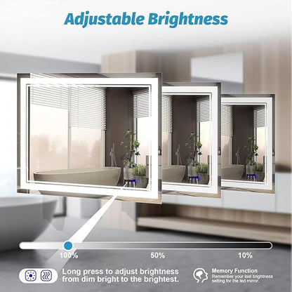 Led Mirror for Bathroom 36x28 Inch Large Makeup 3 Colors
