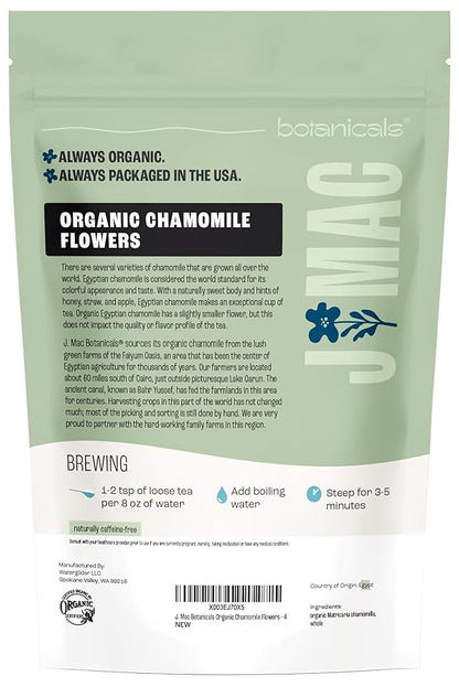 J Mac Botanicals, Organic Chamomile Flowers, Whole Dried Chamomile flower, Loose Leaf tea