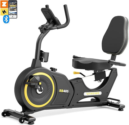 VANSWE Recumbent Exercise Bike, Recumbent Stationary Bikes for Home 400 LBS Weight Capacity, Exercise Bike for Home Seniors with Smart App and Bluetooth Connectivity, LED Display, Pulse Handle
