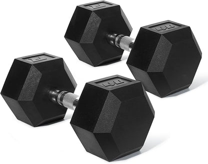 RitFit 5-650 LBS PVC Encased Hex Dumbbell Sets with Optional Rack for Home Gym, Hand weight with Chrome Handle for Strength Training, Workouts