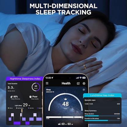 Fitness Tracker, Smart Ring for Women Men, Fitness Ring with Sleep Tracker, 24/7 Heart Rate Monitor, Health Activity Trackers,Step Counter,Calorie Pedometer,No Subscription,for iOS Android(Black,#11)