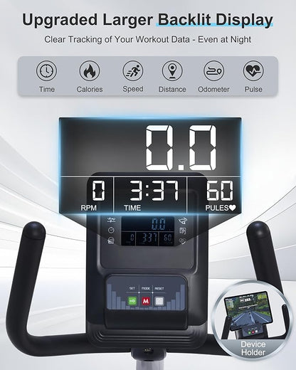 Recumbent Exercise Bike, Recumbent Bike for Home with Smart Workout APP - Recumbent Bikes with Ergonomic Backrest and Comfort Seat, 420LBS Weight Capacity, Larger Backlit Display