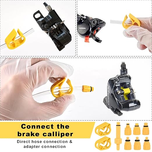 Brake Bleed Kit for Shimano, TEKTRO, TRP, SRAM/MAGURA/Formula/Hope, Hydraulic MTB Brake Bleed Kit for Shimano with M4-M7 Adapter, High Performance Mineral Oil Brake Fluid (2 * 60ml)