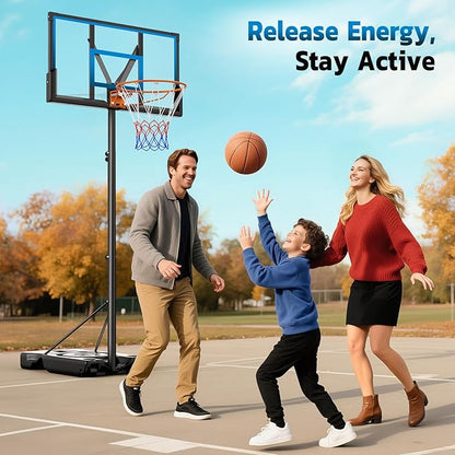 46" 10FT Basketball Hoop Outdoor - Portable Basketball Goal Adjustable Hoops & Goals with Solid Steel Rim & Extra-Large Base for Kids/Youth/Teens/Adults Outdoor