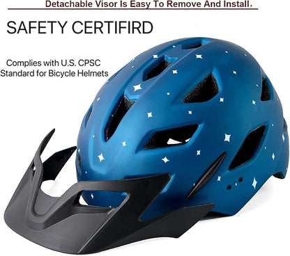 Kids Bike Helmet,Bavilk Kids Boys Girls Bike Helmets with LED Light Detachable Visor Children Youth Teen Multi-Sport for Skating Cycling Scooter Skateboard Adjustable & Lightweight 19.7"-22.4"