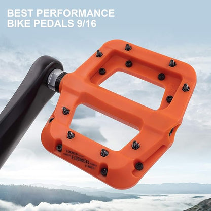 FOOKER MTB Pedals Mountain Bike Pedals 3 Bearing Non-Slip Lightweight Nylon Fiber Bicycle Platform Pedals for BMX MTB 9/16"