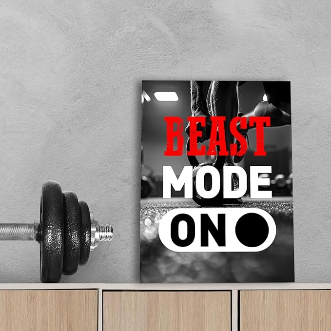 Inspirational Gym Wall Decor,Fitness Quotes Wall Art,Beast Mode on Canvas Wall Decor for Home Gym
