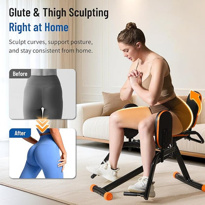 Hip Abductor Machine for Home Gym | Compact Glute Trainer & Thigh Workout Equipment with 3-Level Resistance,Silent Design | Leg Abductor Machine & Booty Builder for Women/Men