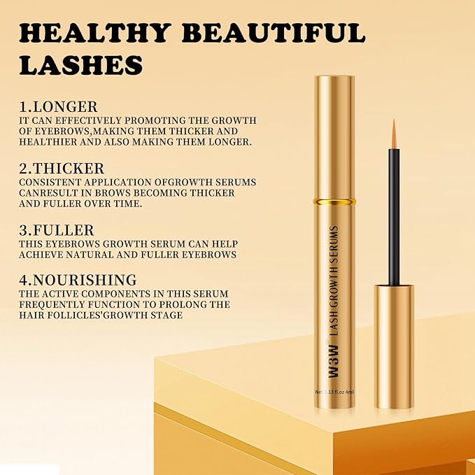Eyelash Serum,Eyelash Growth Serum Lash Enhancing Serum,4 ML Lash Serum for Eyelash Growth,Boost Lash Growth Serum for Natural Longer, Fuller,and Thicker Lashes(Gold)