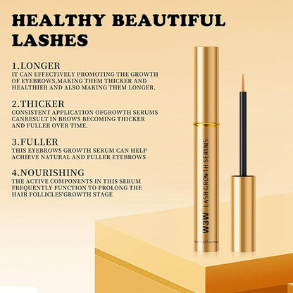 Eyelash Serum,Eyelash Growth Serum Lash Enhancing Serum,4 ML Lash Serum for Eyelash Growth,Boost Lash Growth Serum for Natural Longer, Fuller,and Thicker Lashes(Gold)