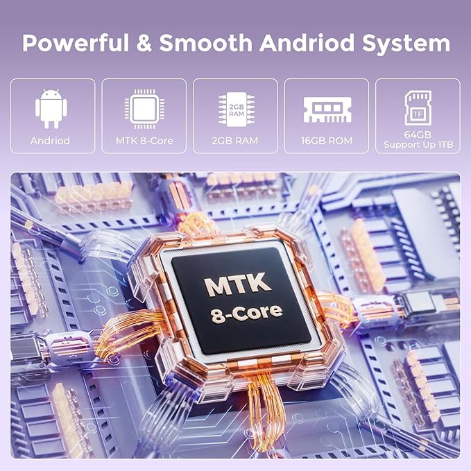 innioasis 80GB MP3 Player with Bluetooth and WiFi, MP3 Player for Kids with Spotify, Spotify Kids, Pandora, Audible, 4.0" Touch Screen Music Player with Parental Controls, Up to 1TB (White+ Purple)