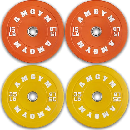 2 Inch Bumper Plates，10-500lbs，Barbell Rubber Olympic Weight Plates Set for Home Gym, Strength Training & Weight Lifting, Multiple Options Colors