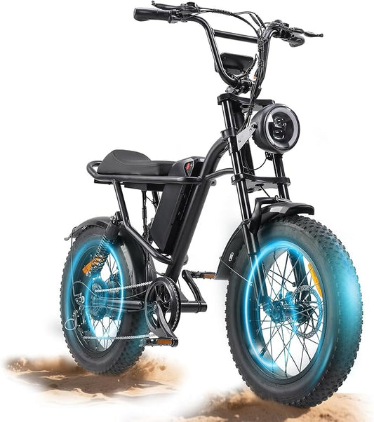 Electric Bikes for Adults,50-120Miles by Pas Ebikes,1000/15000W,720/1440WH E Dirt Bike,Shemano 7-Speed E Bikes,20'*4.0 Fat Tire Ebike,Dual Disc Brake Electric Motorcycle