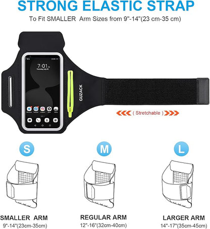 GUZACK Running Armband for iPhone 16 15 14 13 Pro Max, Galaxy S25 S24 S23 S22, with Card Slot & Key Pockets, Running Phone Holder, Fit Up to 6.9 Inches Phone - Size S (Smaller Arm 9-14 in)